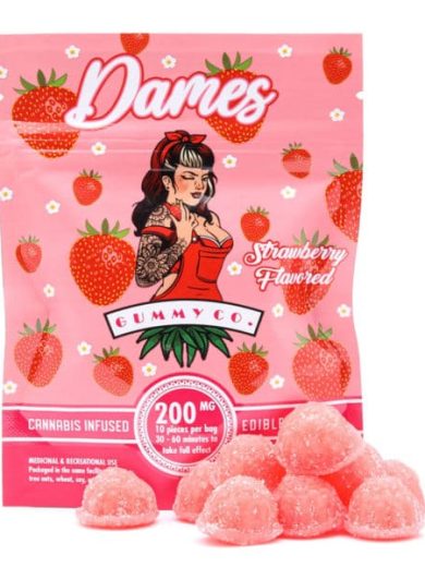 200mg THC Strawberry Gummies (Dames)