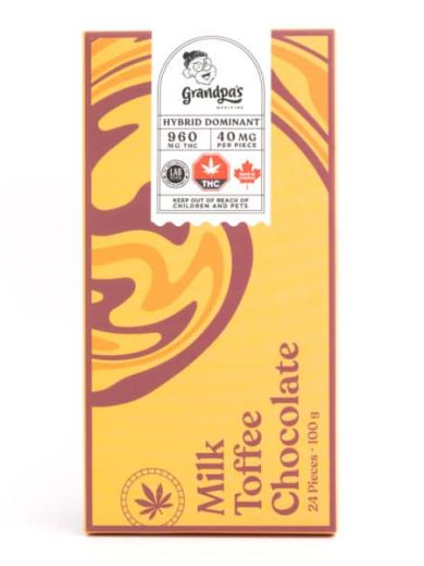 960mg THC Milk Chocolate Toffee Bar (Grandpa’s Medicine)