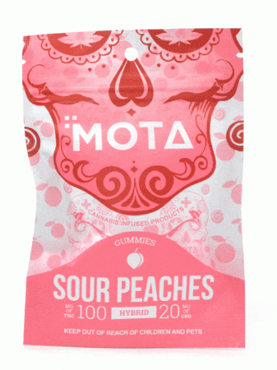 Hybrid Sour Peach Gummies 100mg THC / 20mg CBD